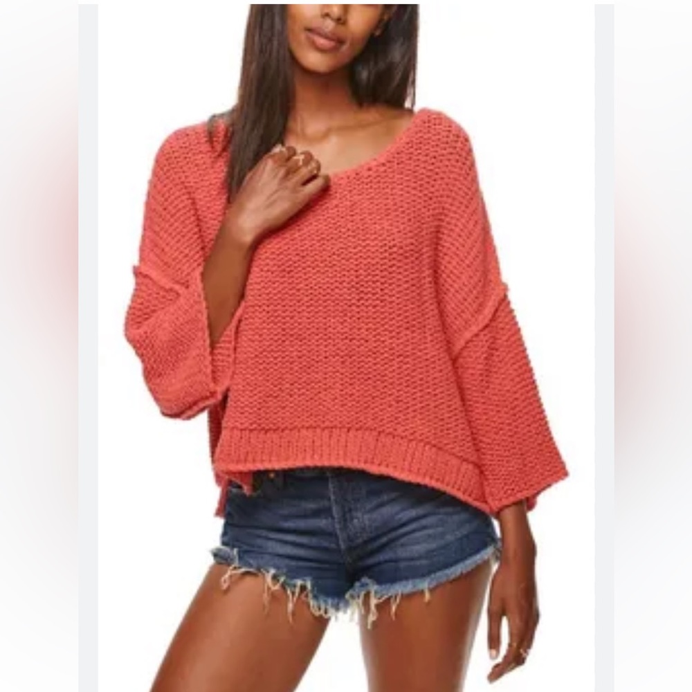 Free People Coral Knit Sweater